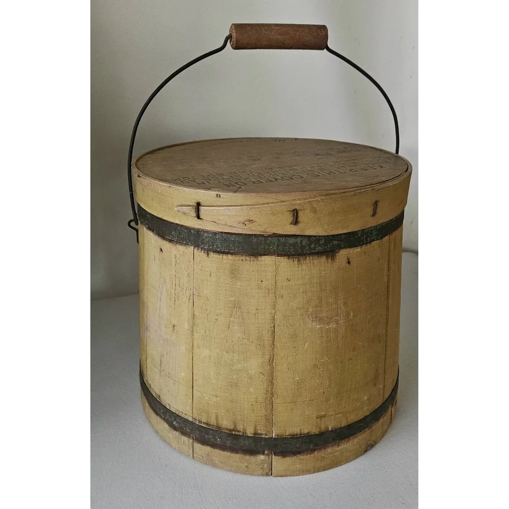 Antique Mince Meat Firkin Wooden Bucket Circa Late 19th